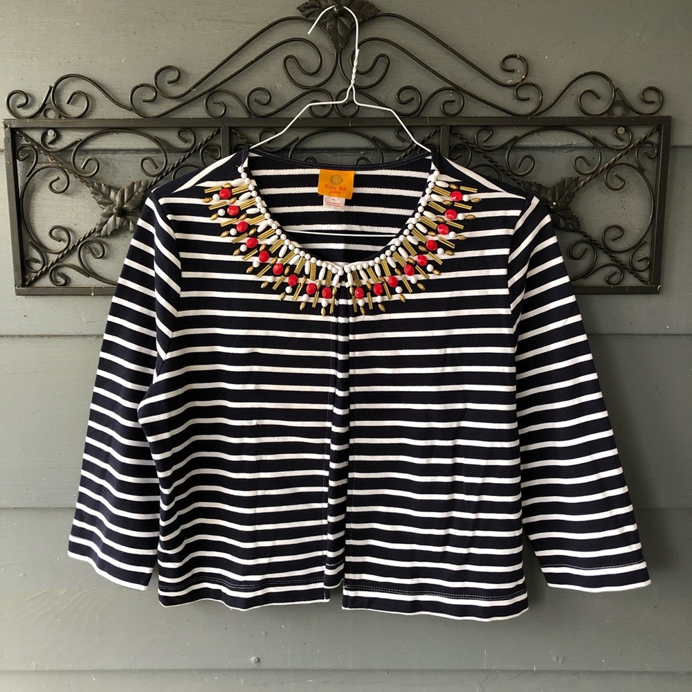 Ruby Red Open Jacket With Collar Embellishment Pl - image 1